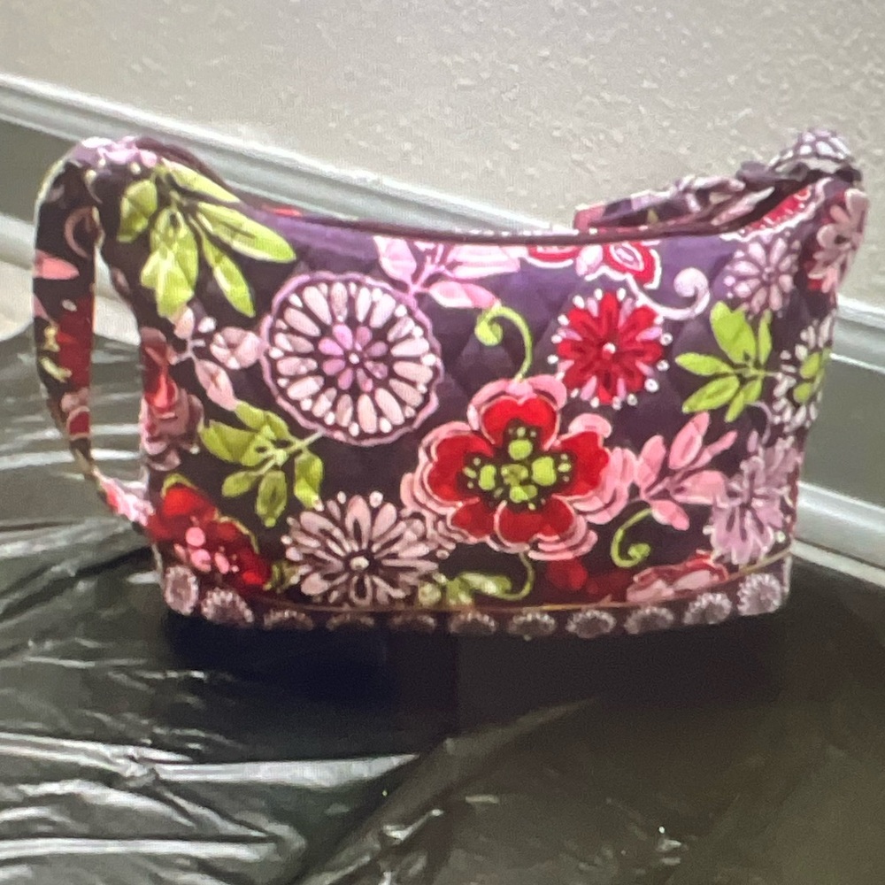 Quilted Handbag QK purple, pink & green paisley floral handbag purse shoulder